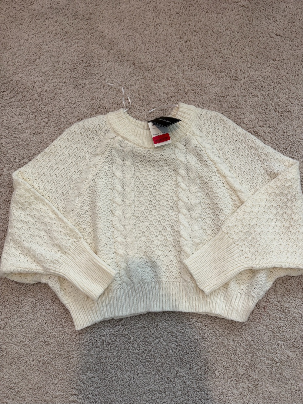 moon & madison Cream Cable Crewneck Sweater